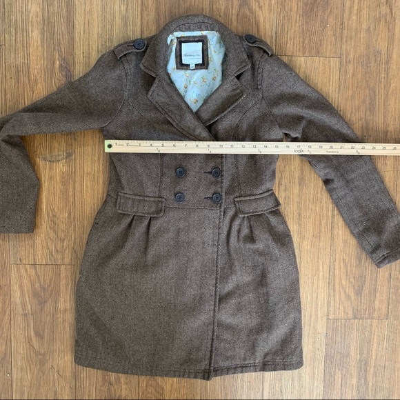 HERITAGE 1981 Tweed Coat Jacket Double Breasted Brown Size S. - Picture 11 of 14